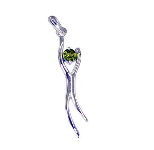 Pendentif en péridot vert et argent de style sud-ouest pour femme