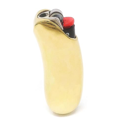 Capa de isqueiro de metal compatível com BIC Isqueiro Padrão Bolsa Suporte para Isqueiro BIC Tamanho Padrão J6 Uma Peça em Ouro