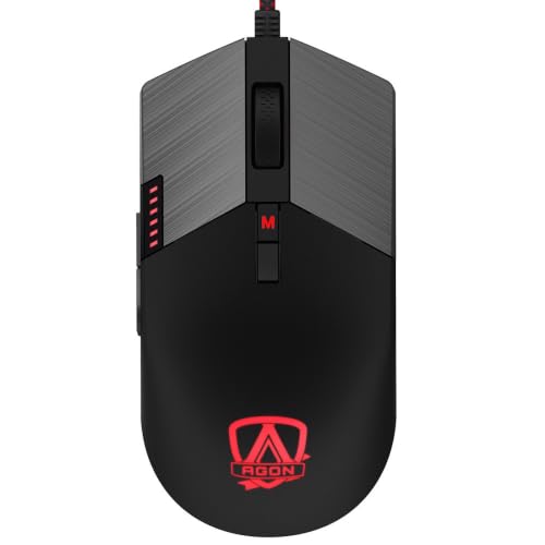 Agon by AOC AGM700 Gaming Maus - 16.000 DPI - Omron Switches - RGB-Effekte - Einstellbare DPI - Verstellbares Gewicht