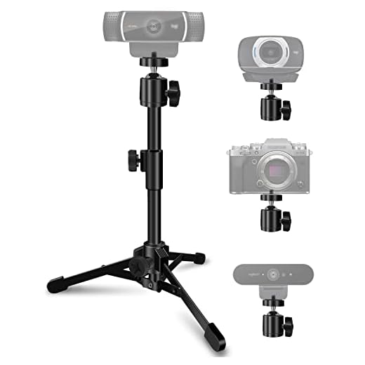 Mictop Desktop Webcam Tripod Stand, Extendable Webcam Camera Stand Tripod for Logitech Stream Webcam C925e C922x C922 C930e C930 C920 C615 and Other Devices with 1/4" Thread