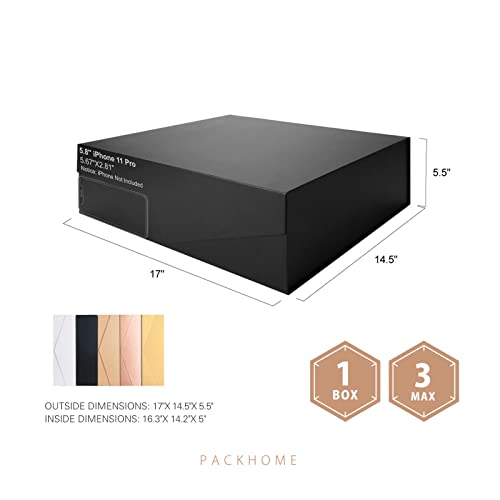 Packhome 16.3X14.2X5 Inches, Extra Large Gift Box With Lid For Clothes (Matte Black With Grain Texture) #TOP5