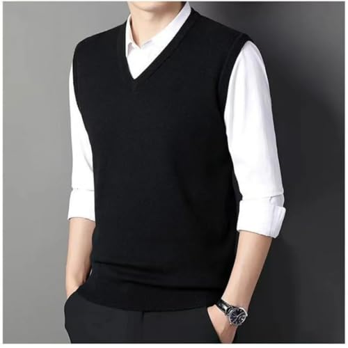 Men Warm Sweater Vest Business V-Neck Slim Bottoming Knitted Sleeveless Tops3