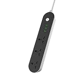 PRIZOM Steckdosen Leiste mit 3 Steckdosen 3 USB 5V 3A Ports 2500W 10A 6,5 Fuß Kabel VerläNgerung mit Schalter für BüRo-EU Stecker