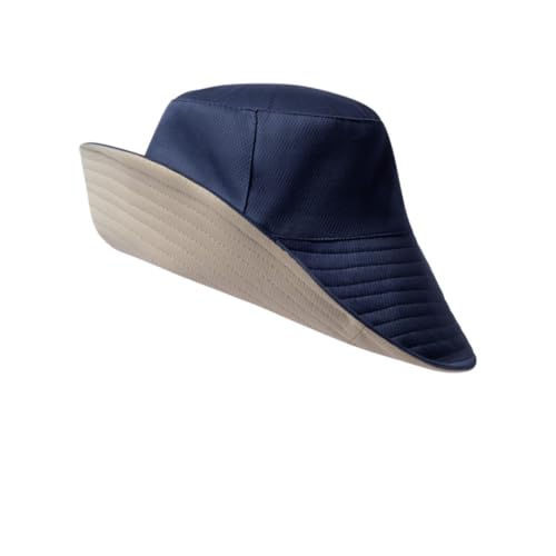 Reversible UV Protection Bucket Hat Sun Hat for Outdoor Activities Fisherman Hat Beach Cap Lightweight Headwear for Women and Men (Navy Blue+Beige One size)