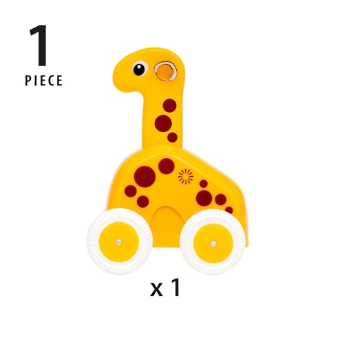 BRIO 30229 Push & Go Giraffe - Niedliches Drück- und Fahrspielzeug in klassicher Optik - Empfohlen ab 12 Monaten