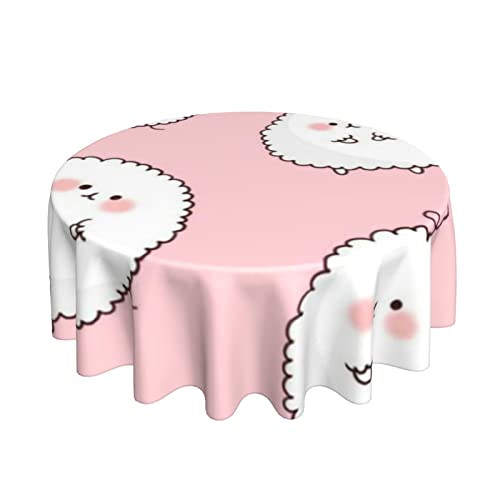 Bondij Cute Sheep Round Tablecloth 60 Inch Waterproof Wrinkle-Free Circle Table Cloth Cover For Dining Room Kitchen Decoration #TOP1