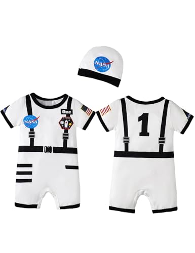 Happidoo Baby Boy 1st Birthday Outfit One Year Old Birthday Clothes Boy Astronaut Romper (White 12-18 Months)