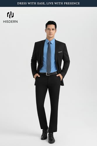 Image of HISDERN Mens Dress Shirt with Tie Pocket Square Set Classic Button Down Shirt Matching Tie Long Sleeve Shirts