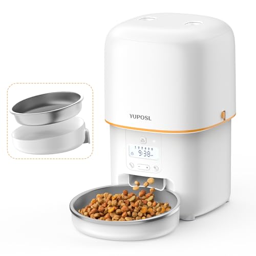 Automatic Cat Feeder, 3L Cat Food Dispenser with Anti-Jam Design, Over 180-day Battery Life, 1-6 Meals Per Day with Stainless Steel Cat Bowl, Keep Dry Food Fresh, Timed Pet Feeder Also for Small Dog