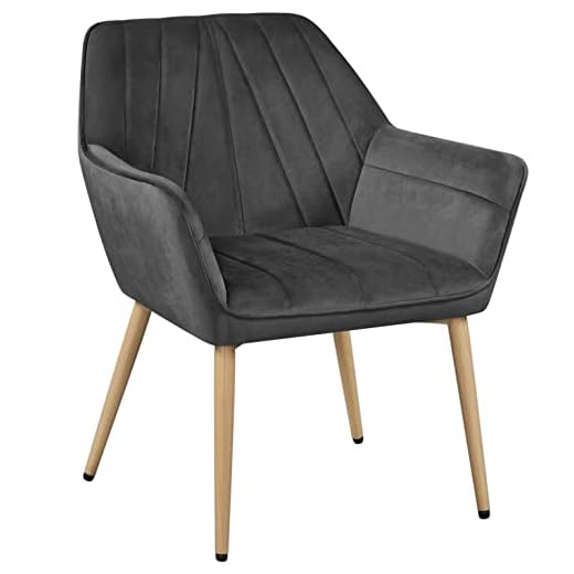 Yaheetech Velvet Tufted Vanity Chair, Modern Armchair with Flared Wide Arms and Metal Legs, Angled Back for Make up Room/Living Room/Bedroom, Dark Gray