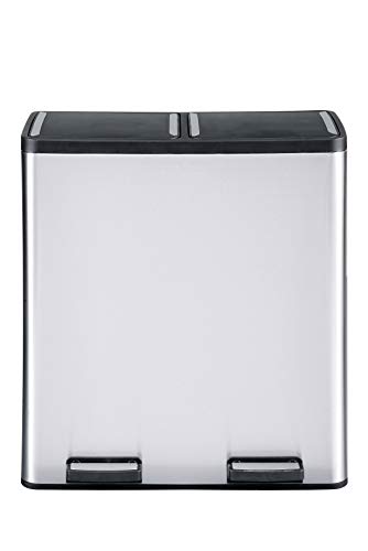 The Step N' Sort 18.5 Gallon Extra Large Capacity, Soft-Step, Dual Trash And Recycling Bin With Removable Inner Bins Silver #TOP4