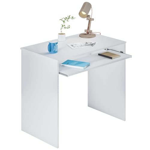 Habitdesign Mesa de Ordenador con Bandeja extraíble, Mesa Escritorio Juvenil, Modelo I-Joy, Color Blanco Artik, Medidas: 90 cm (Ancho) x 54 cm (Fondo) x 79 cm (Alto)