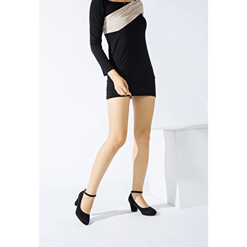 Women's Low Block Chunky Heels Ankle Strap Pumps Closed Round Toe Dress Wedding Office Work Church Shoes4