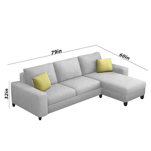 Image of Orland 4 Seater RHS L Shape Sofa Set for Living Room | Color - Grey | Premium Fabric Sofa