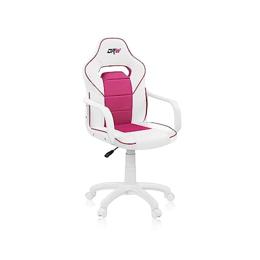 duehome | DRW, Silla Gamer, Silla de Oficina Gaming Estudio o Escritorio, Acabado en Símil Piel Blanco y Rosa, Medidas: 46,5 cm (Ancho) x 46 cm (Largo) x 98-109,5 cm (Alto)