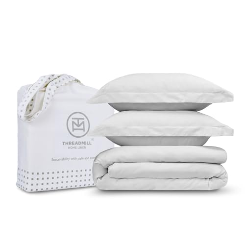 Threadmill Light Grey Duvet Cover King Size Bedding Set, Breathable