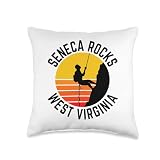 Seneca Rocks West Virginia Rock Climbing Mountain Climber Throw Pillow