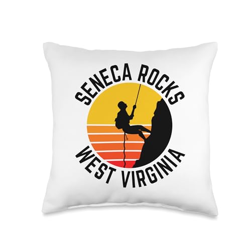 Seneca Rocks West Virginia Rock Climbing Mountain Climber Throw Pillow
