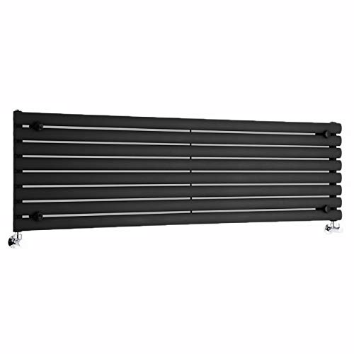 MILANO Black Horizontal Single Oval Panel Radiator 472 x 1600mm