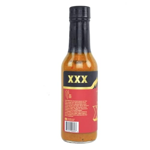 Image of Hot Ones Last Dab Hot Sauce The Last Dab XXX, Pepper X is the World's Hottest Pepper: Chili-Pepper, Chocolate & Peach, Three Distinct Strains Clock Over 3 Million Scoville Heat Units 5 Fl oz Pack of 3