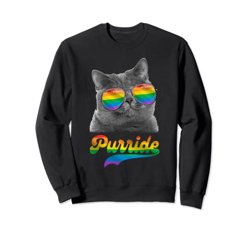 Cute Cat LGBT Rainbow Flag Kitten Gay Pride Felpa