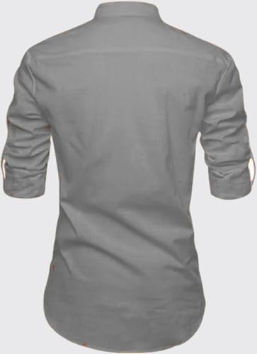 Image of DEEMOON Men's Full Sleeve Short Kurta Shirt with a Trendy Mandarin Collar Crafted from a Premium Cotton Blend for Comfort Ideal for Casual and Semi-Formal Occasions