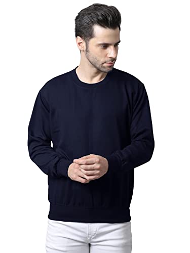 Image of BZR-Men's Fleece Round Neck Regular Sweatshirt (Sw Rrn Black 01-L Black L)(1903)