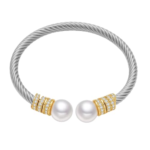 Bracelet manchette en fil de câble torsadé pour femmes, Bracelets bicolores en or et argent, bijoux réglables en métal mélangé