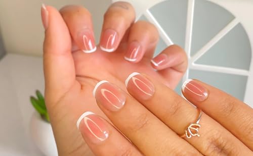 Image of 24 Pcs Reusable Artificial Nails Fake Nails with Glue and Kit|Paris classic Polished Gloss Press On Nails | ABS Material UV Protected Long Lasting Finish | Reusable Customizable Nail Kit |Short Rounded Nails