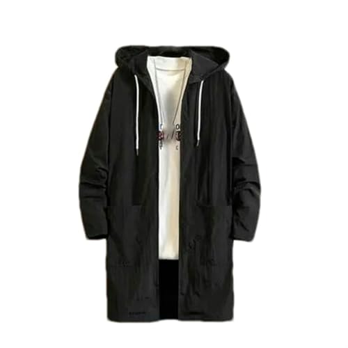 Veste mi-longue à capuche homme unie polyvalente coupe décontractée