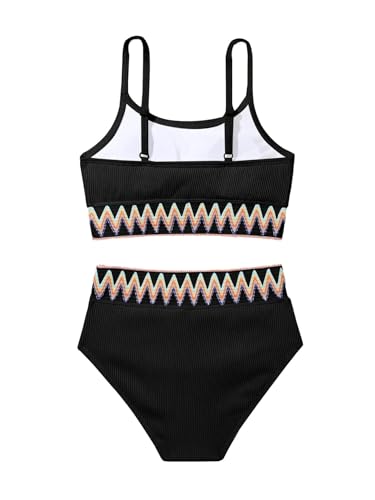 Image of Lilosy High Waisted Tummy Control Ribbed Bikini Crop Top Brazilian Swimsuit Set 2 Piece