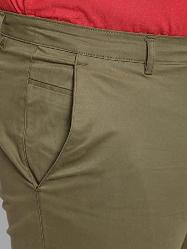 Image of Urbano Plus Men Mid Rise Cotton Regular Fit Casual Chino Pants Stretch