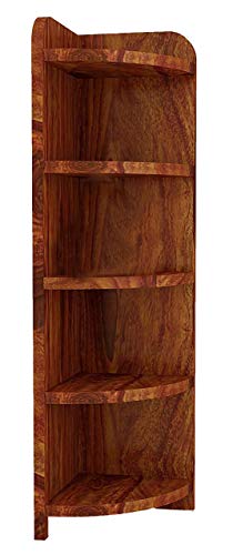 Image of MAMTA DECORATION Sheesham Wood 5 Tier Corner Wall Shelves for Living Room | Corner Shelf | Teak Finish, Standard (MD-CORNER-WS-05-TB-N)