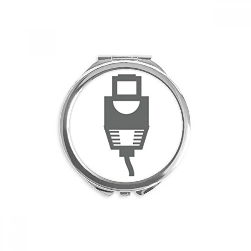 Miroir maquillage poche motif câble de charge noir rond pour retouches rapides