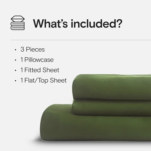 Image of DOZ Sheet Set, 100% Viscose derived from Bamboo, Organically Grown, Buttery Soft, Cooling Sheets, High GSM, Deep Pockets - 3 Piece - 1 Pillowcase 1 Fitted 1 Top Sheet (Forest, Twin)