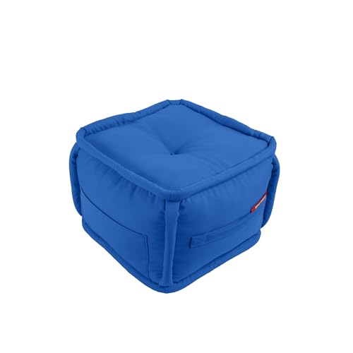 PuffyMod Dekoratif Kare Puf Orta Sehpa Ayak Uzatma Puf 40x32 cm (Mavi)