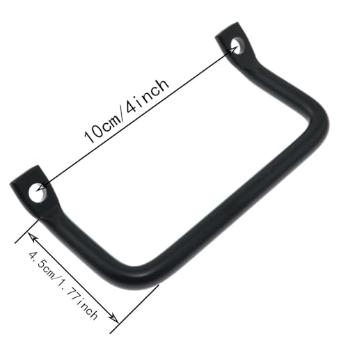 2 piezas manijas laterales metálicas negras para bandejas 4 pulgadas miniatura 3