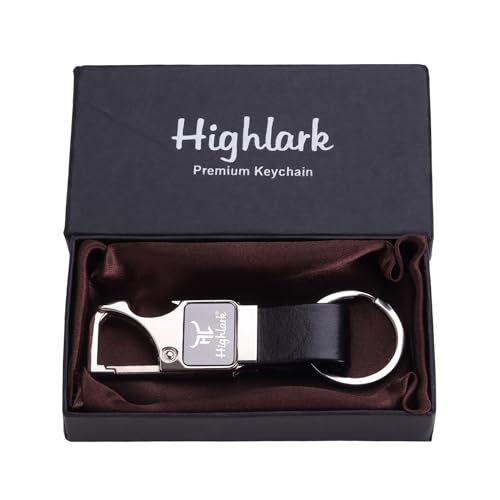 Image of Heavy Duty Metal Carabiner Keychain with Leather Strap for Men & Women | Premium Belt Clip Key Holder | Secure Spring Lock Key Ring for Car, Bike & Office Keys