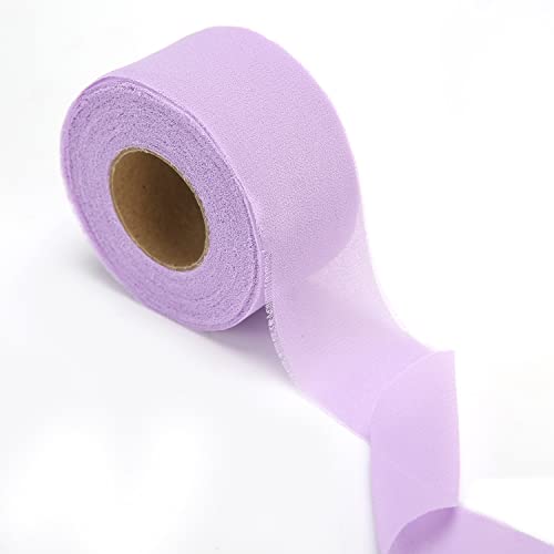 Cakasi Handmade Fringe Chiffon Ribbon Light Purple 21Yd Chiffon Silk Ribbon 1-3/4" X 1 Rolls For Wedding Invitations Bridal Bouquets Backdrop Decorations Invitations Gift Wrapping Diy Crafts #TOP2