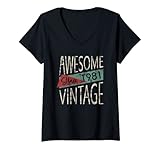 Photo Gallery donna awesome since 1981 compleanno uomo o donna retro vintage maglietta con collo a v Photo Gallery donna awesome since 1981 compleanno uomo o donna retro vintage maglietta con collo a v