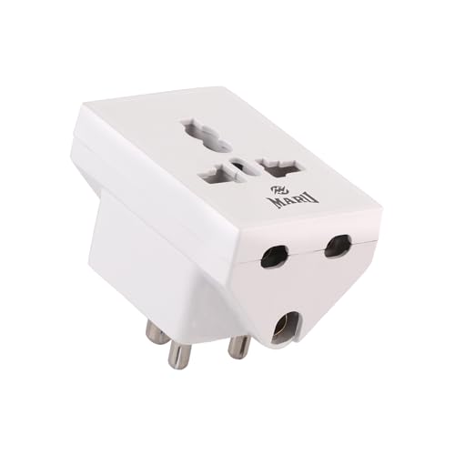 Image of MARU 3 pin Conversion Multi Plug Adaptor Converter 6A to 16A | Unbreakable 3 Pin Multiplug Adapter with 3 Power Outlets | Suitable for AC, Microwave, Geysers, EV, Travel (5amp to 15amp)