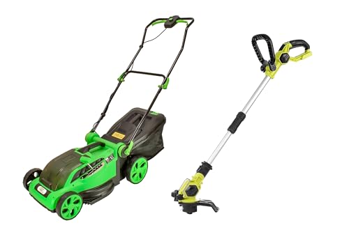 Green Tools Gartenset - Akku Rasenmäher 36V - 38cm Schnittbreite & Rasentrimmer 18V mit schwenkbarem Kopf und automatischer Fadenverlängerung (Inklusive Doppelladegerät & 2X 4Ah Akku)