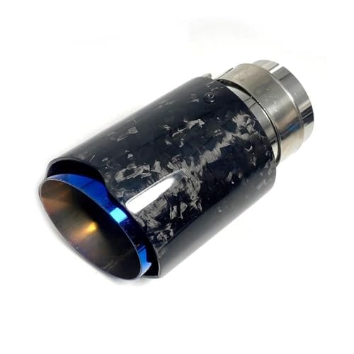 Cola de escape de carbono forjado brillante y acero inoxidable azul para personalizar el coche