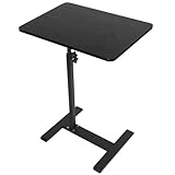 Simcat Adjustable Height Side Table TV Tray, 360°Swivel End Table, C Shaped Side Tables with Wheels for Living Room, Bedroom, Corners and Office (40 * 60cm, Blcak)