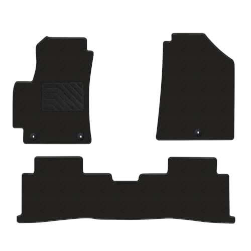 Carpet Floor Mats for Kia Seltos 2021-2024 2025 2026 - All Weather Floor Liners 1st and 2nd Row Seltos Accessories Anti-Slip Back Car Mats Black 3 PCS
