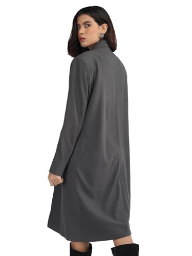 Image of CHKOKKO Women Elegant Winter Wear Warm Coat Classic Knee Length | Solid Color Design with Convenient Front Pockets | Ideal for Formal and Semi-Formal Occasions