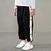 Girls Snap Button Joggers Track Pants Drawstring Athletic Trousers Casual Workout Classic Bottoms with Pockets Black