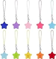 JIzian 10 Stück süßer Stern-Handyanhänger, ästhetischer Handy-Charm, Schlüsselanhänger, Kopfhörerhülle, Schnur, Schlüsselanhänger, Schlüsselband, Dekoration, 10 Stück