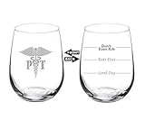 17 oz Stemless Wine Glass Funny Two Sided Good Bad Day Don't Even Ask PT Physical Therapist