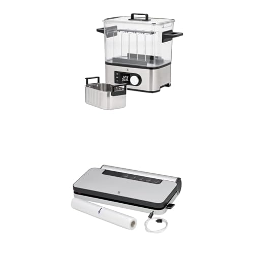 WMF Lono 2in1 Sous Vide Garer Pro mit Slow-Cook Einsatz, Vakuum garen, Schongaren, Wasserbhälter 6,0l, 1500 W + Vakuumierer mit Folienrolle und 5 Beutel, 30 cm Doppel-Schweißnaht, 5